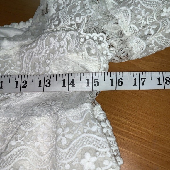 Vntg NWT Express 90s Y2K‎ White Lace Sheer Lined Top Blouse XS Fairy Cottagecore - Picture 6 of 8